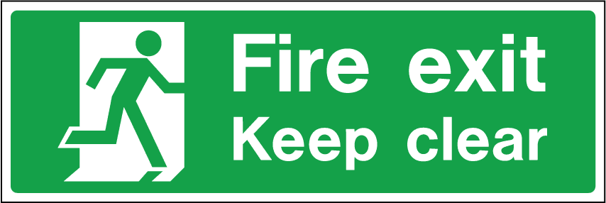 Fire Exit Keep Clear Sign - Running man - Safety Signs, Warning ...