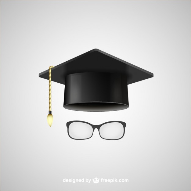 Graduation hat and glasses Vector | Free Download