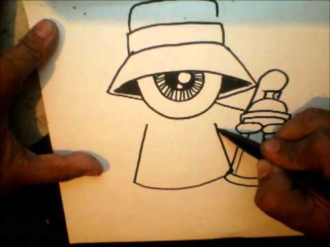 How to Draw - One eye Gangsta with a spraycan and a marker - YouTube