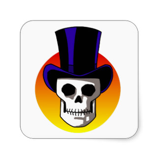 Skull Top Hat Stickers, Skull Top Hat Sticker Designs
