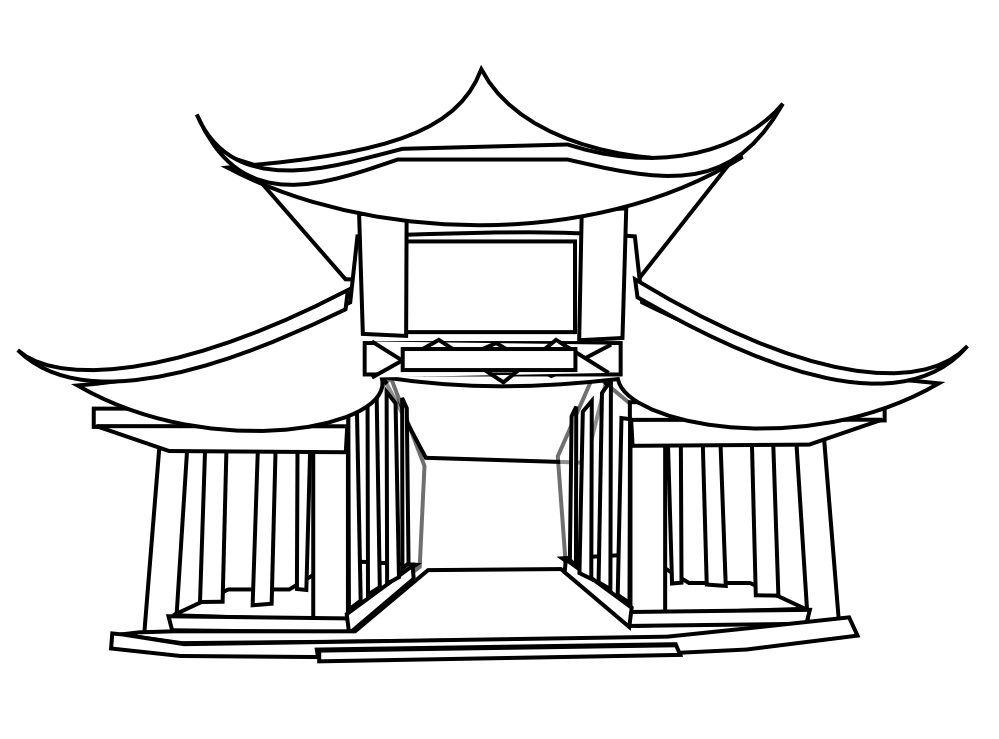 clipartist.net » Clip Art » chinese architecture black white line ...