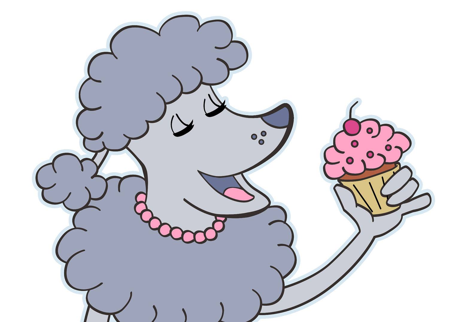 Cute Cartoon Poodle Eating a Cupcake Clip Art by Nyrak on Etsy