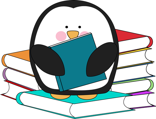 Penguin with Books Clip Art - Penguin with Books Image