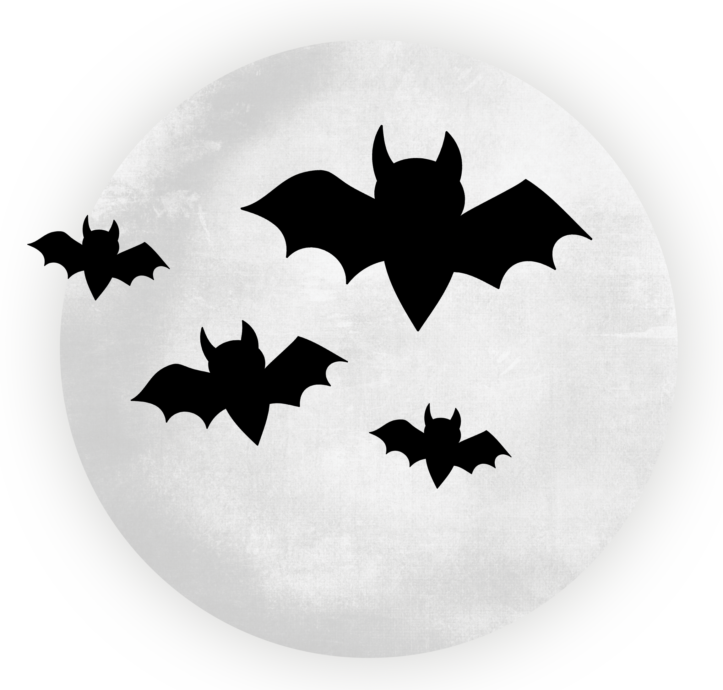 Large Transparent Moon with Bats Halloween Clipart