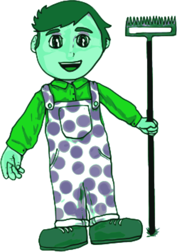 boy holding a farming stick - vector Clip Art