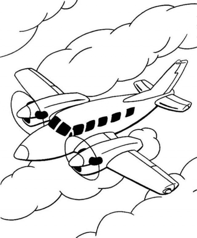 Airplane Between Clouds Coloring Page Coloringplus 295731 Coloring ...