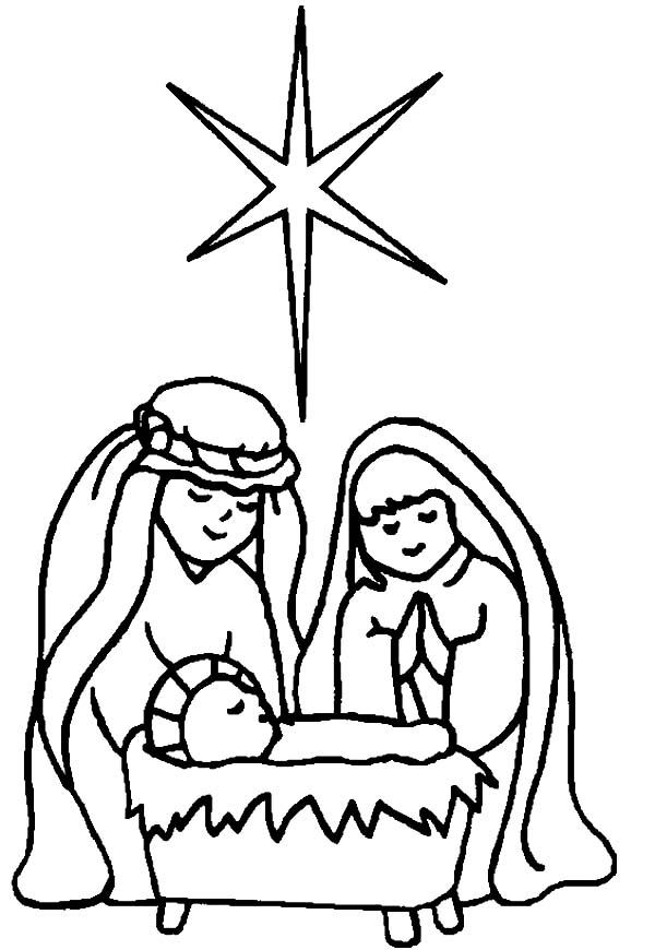 Star of Bethlehem in Born of Baby Jesus Coloring Page | Kids Play ...