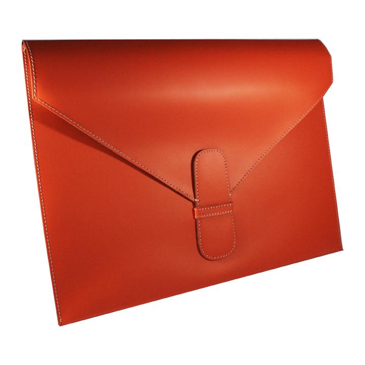 Leather : Fiorentina Document Envelope - Orange