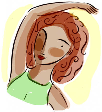 Stock Illustration - A woman stretching before her workout