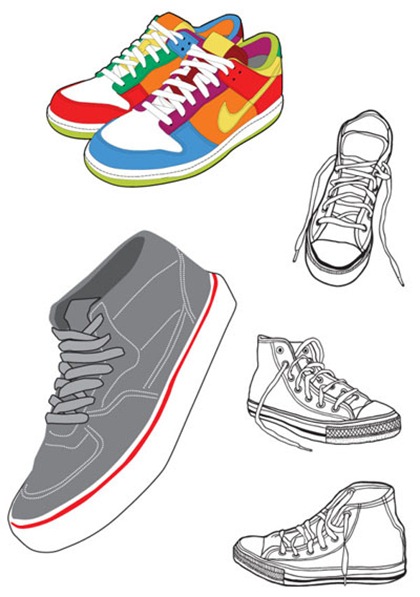 Sports shoes and canvas shoes vector material | Free Vector ...