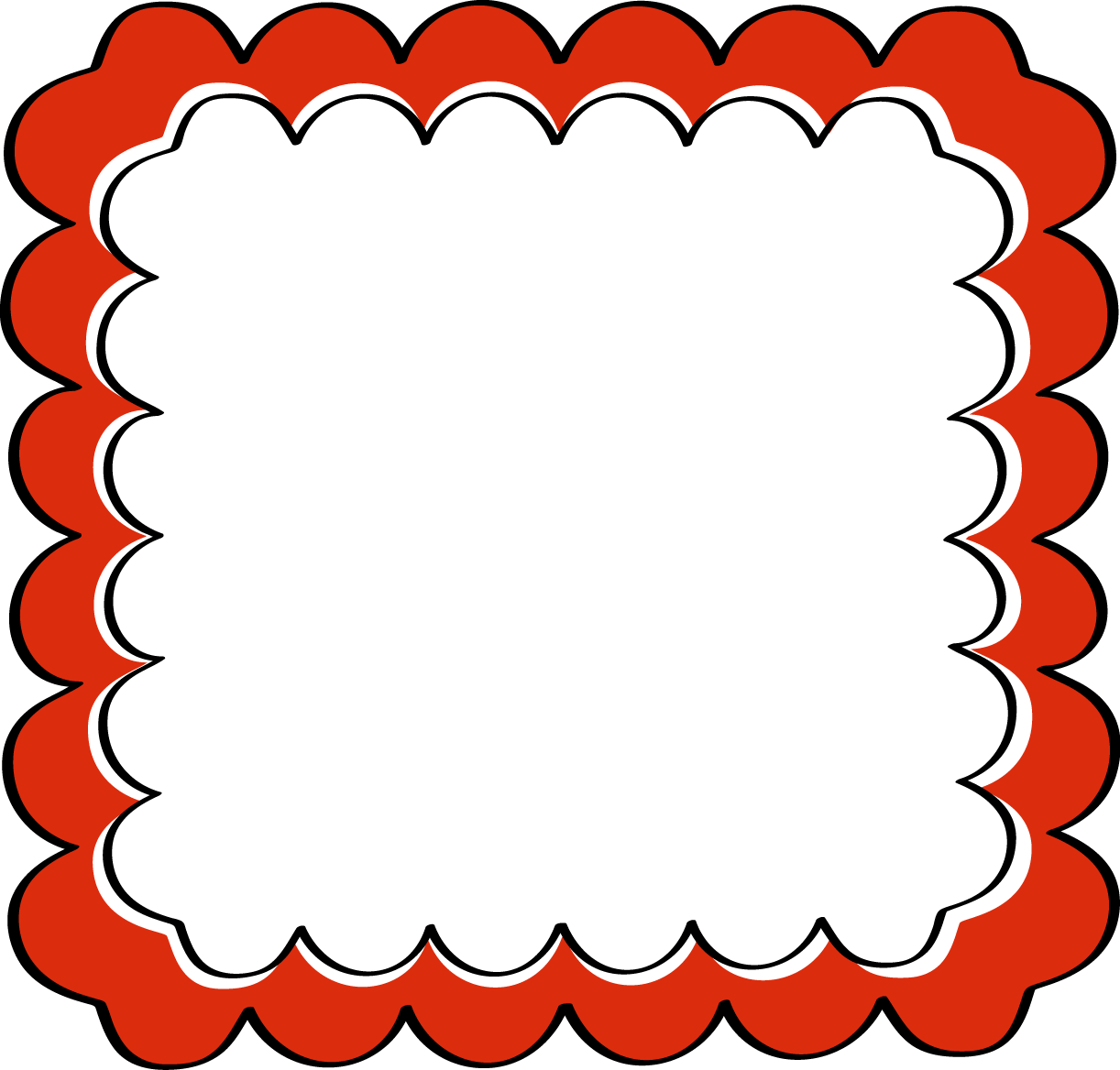 Red Scalloped Frame - Free Clip Art Frames