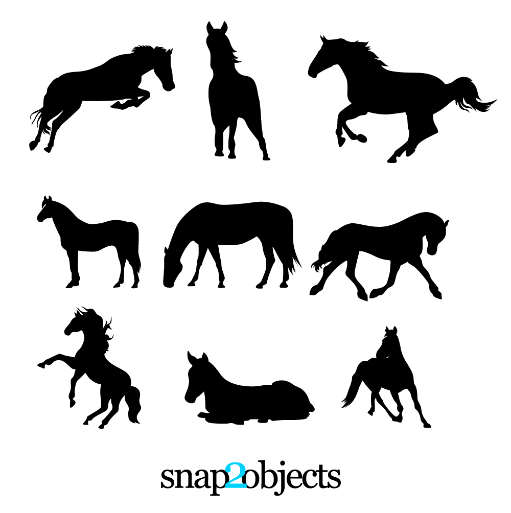 Free vector library | 9 Horses Vector Silhouettes - ClipArt Best ...
