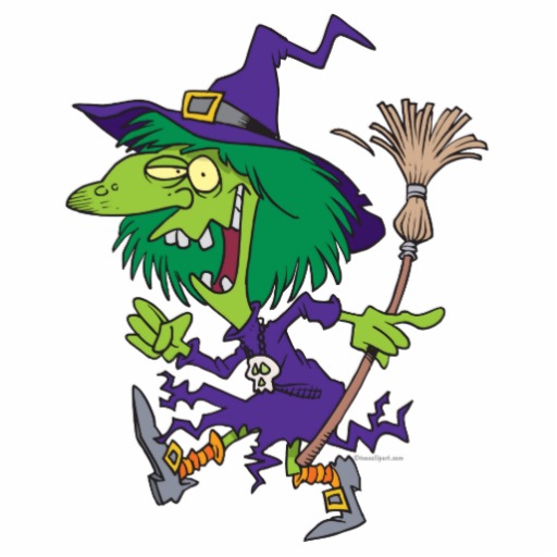 Funny Dancing Witch Halloween Cartoon Post Cards | Zazzle ...