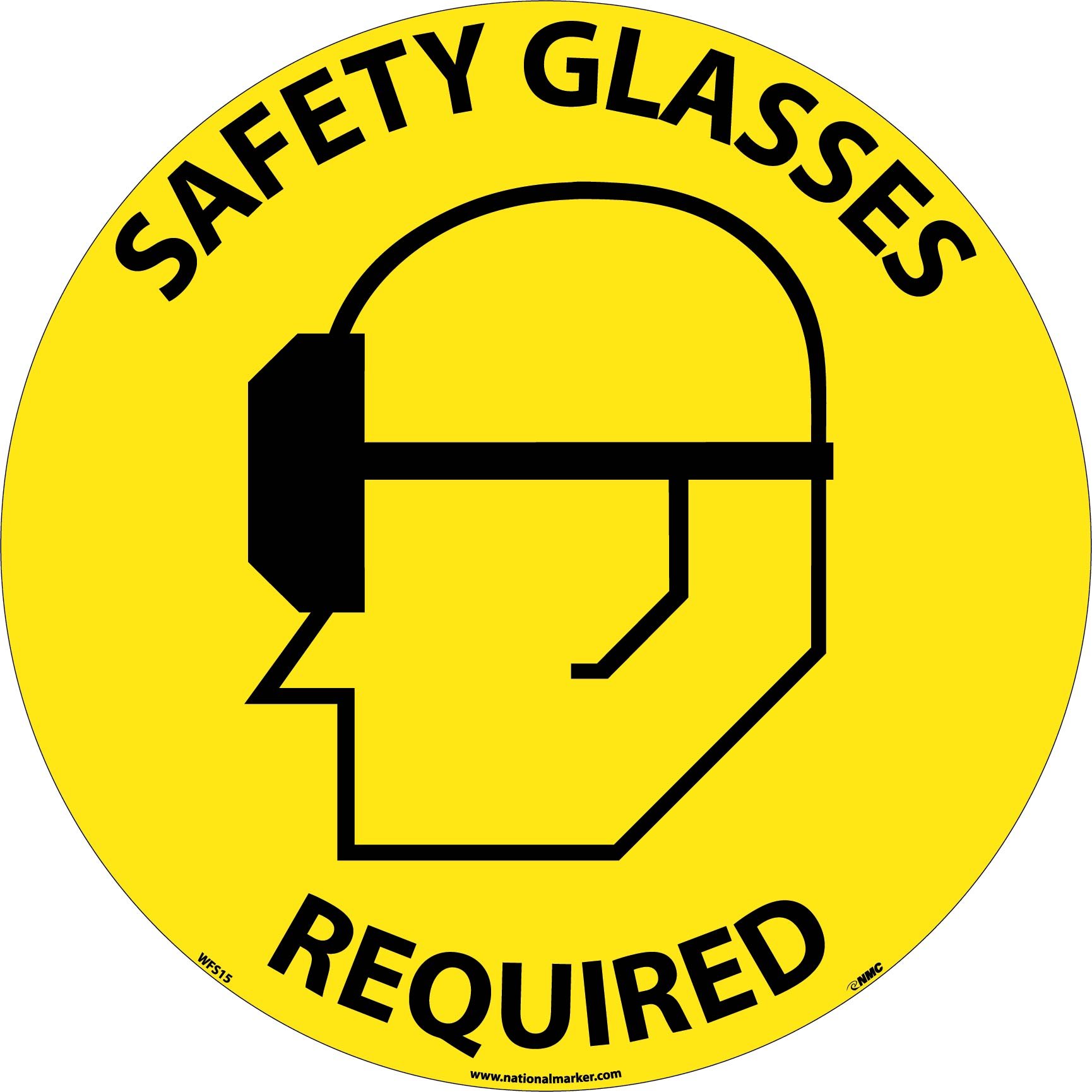NMC WFS15 Walk On Floor Sign with Graphic, "SAFETY GLASSES ...