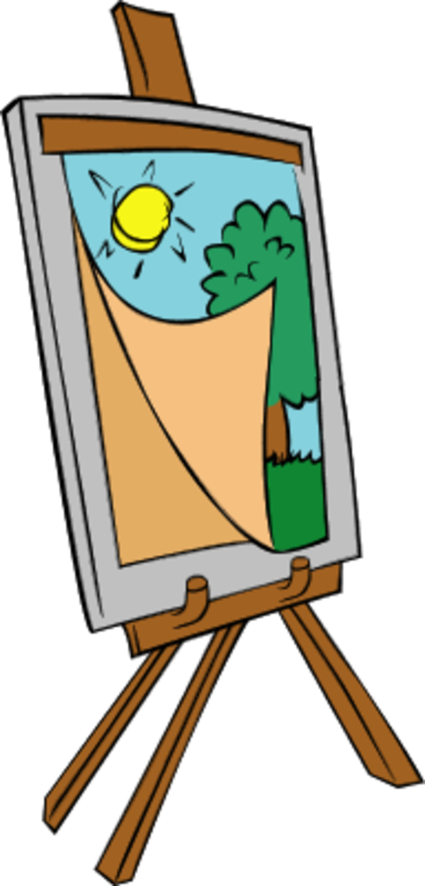 Easel with kids painting - vector Clip Art