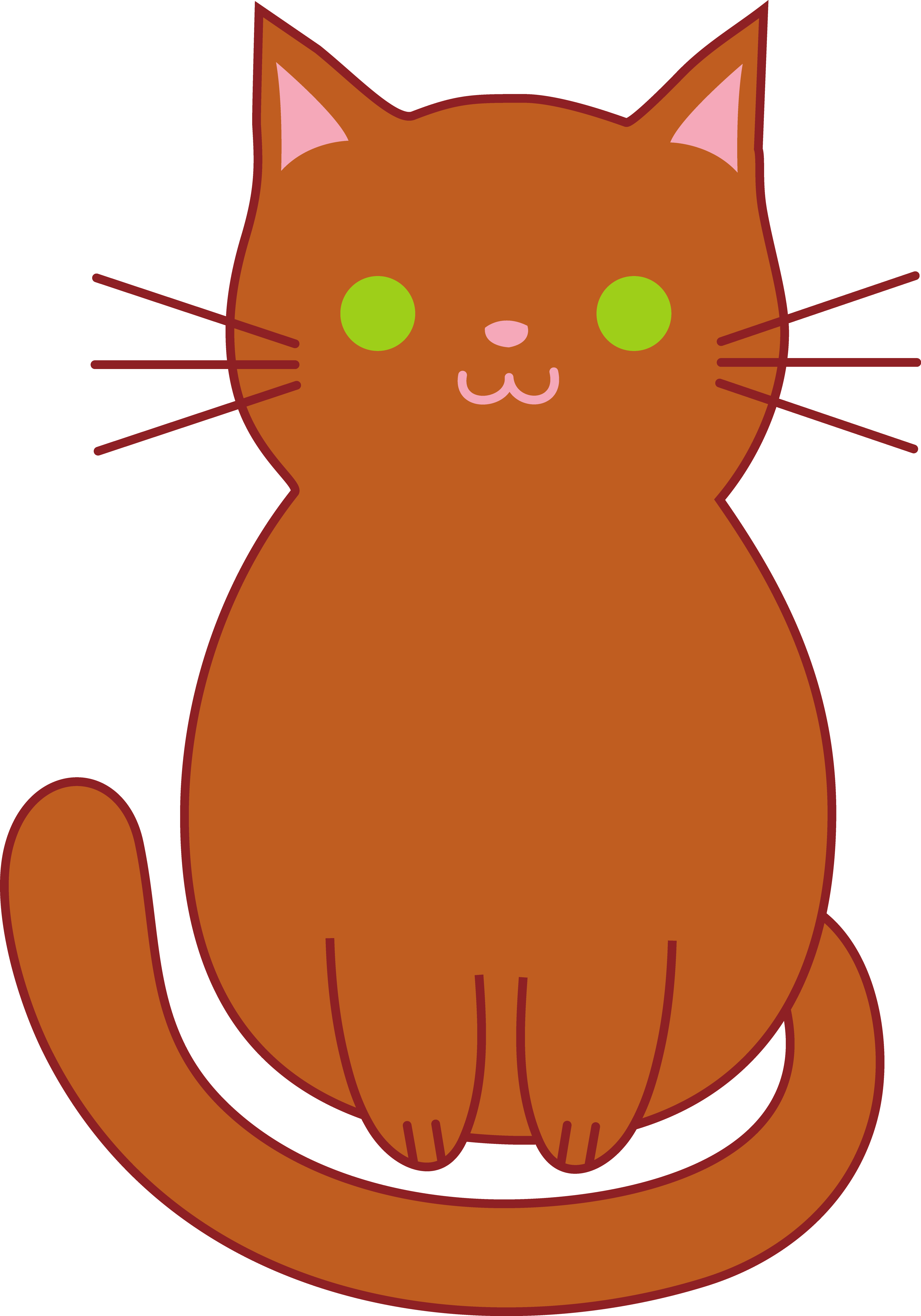 Cute Brown Cat - Free Clip Art
