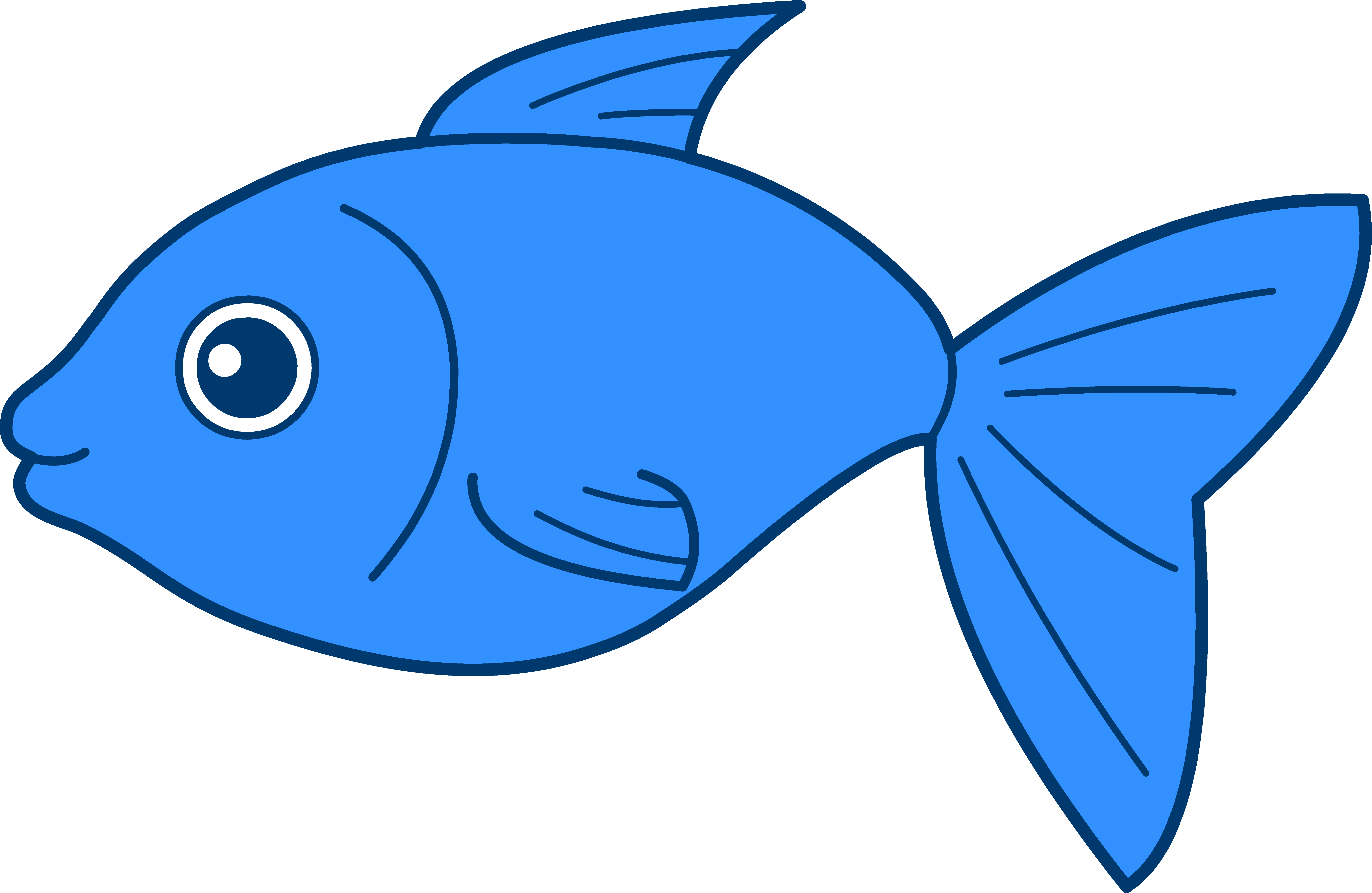 Happy Blue Fish Design - Free Clip Art