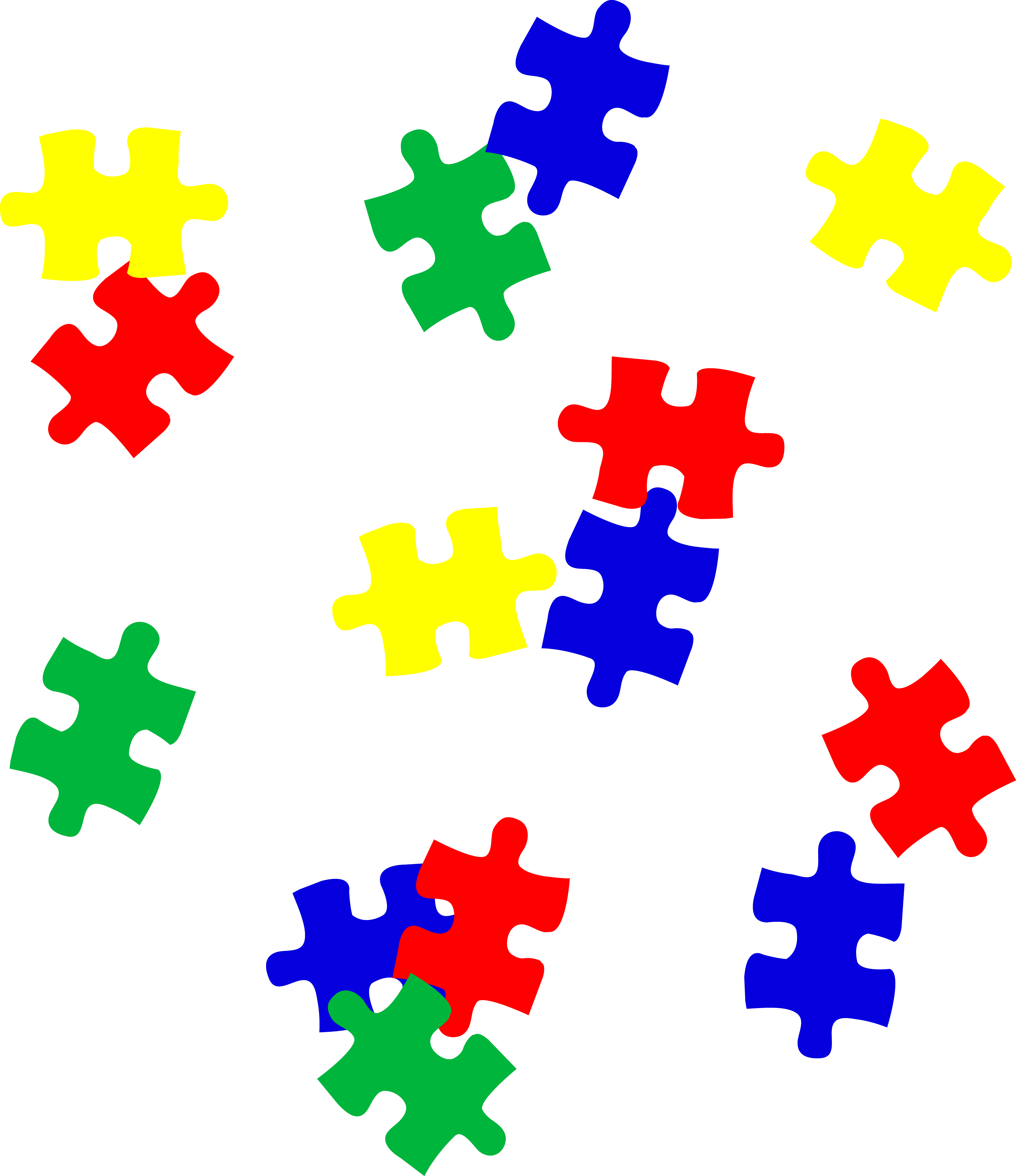 Rainbow Scattered Kids Puzzle Pieces - Free Clip Art