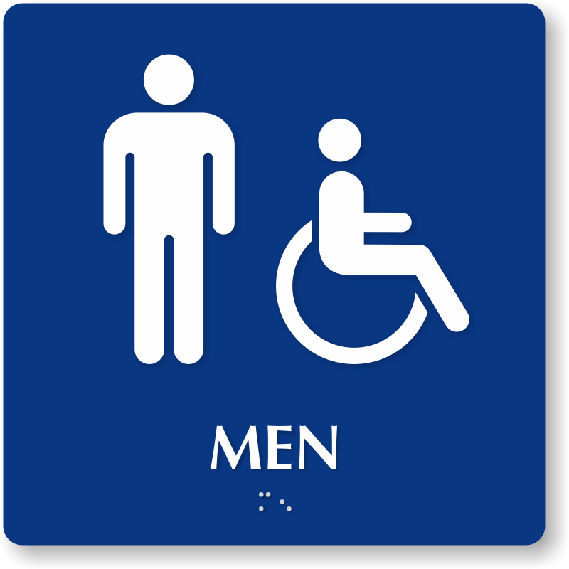 Men And Handicap Pictogram Braille Restroom Sign, SKU - SE-