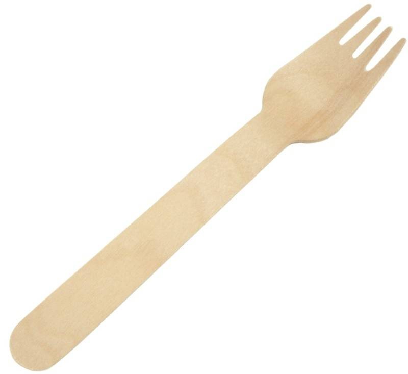 Pack of 100 Biodegradable Wooden Forks for an environmentally ...
