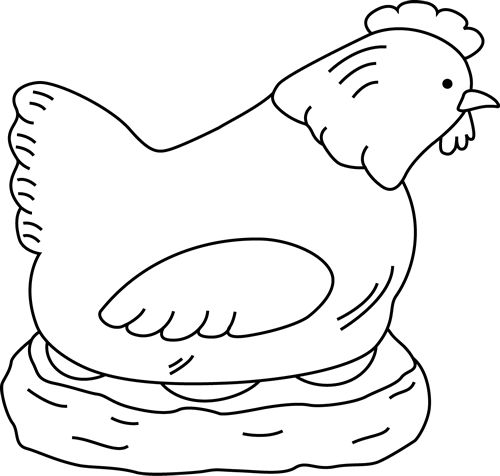 Black and White Hen Sitting on Eggs | Clip Art-Animals | Pinterest
