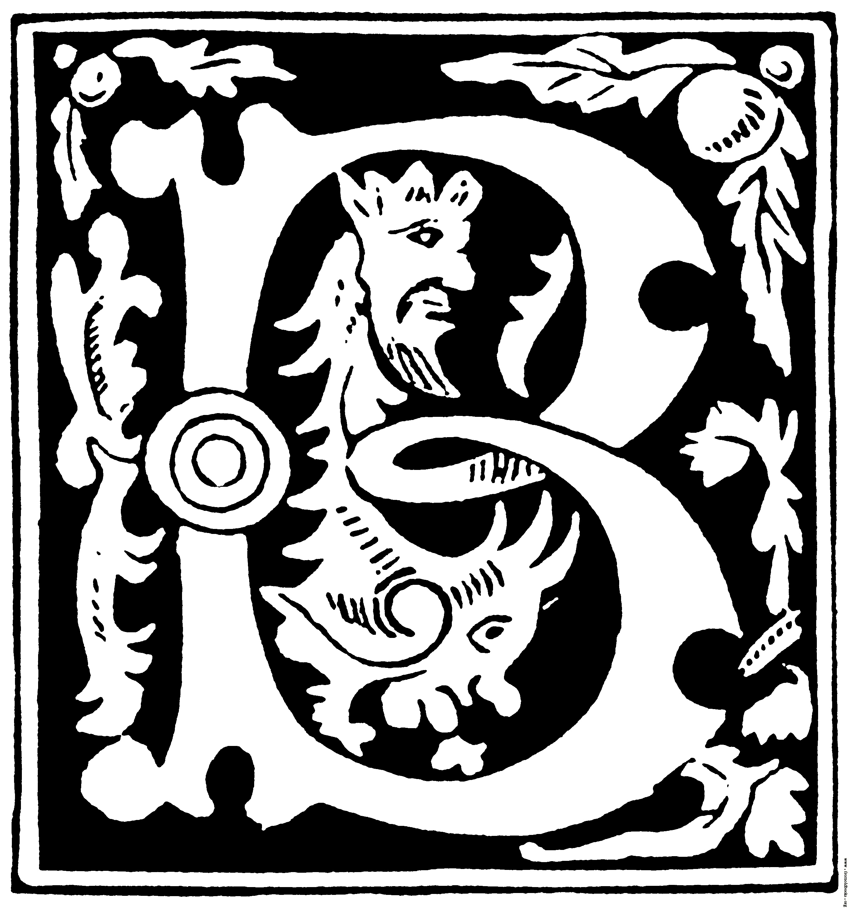 Decorative initial letter “B” from 16th Century