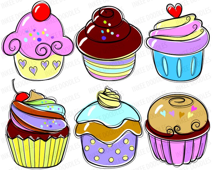 Cupcake Doodles Clip Art - candy cherry sweet chocolate cream ...