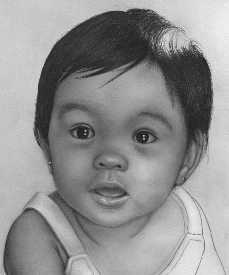 Portrait of Baby Mary Rose - Stage 6 - Graphite Pencil Drawing by ...