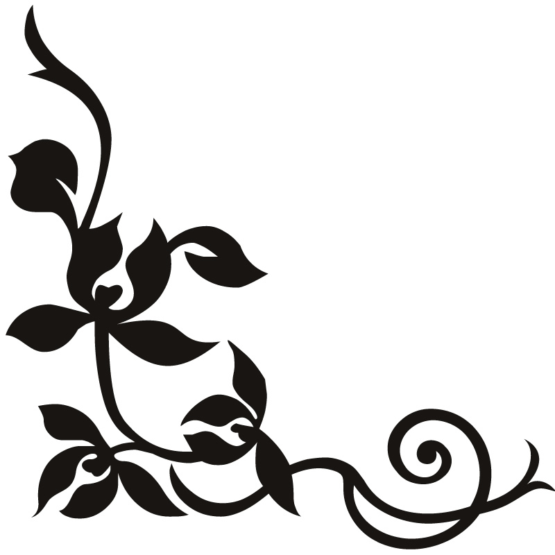 Swirl and Leaf Corner Floral Embellishment Wall Stickers Wall Art ...