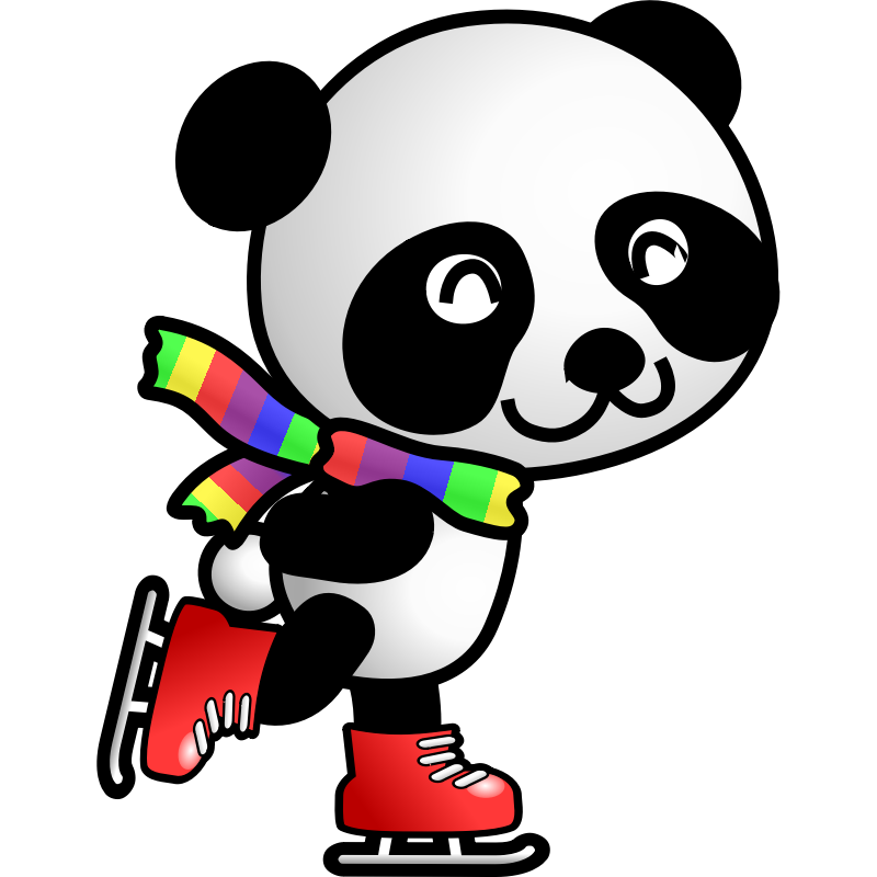 Clipart - skating panda