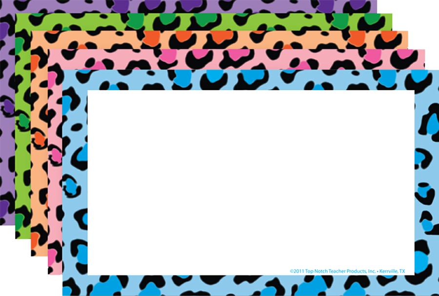 Border Index Cards 3 x 5 Blank, Multi-Colored Leopard, 75 Count ...