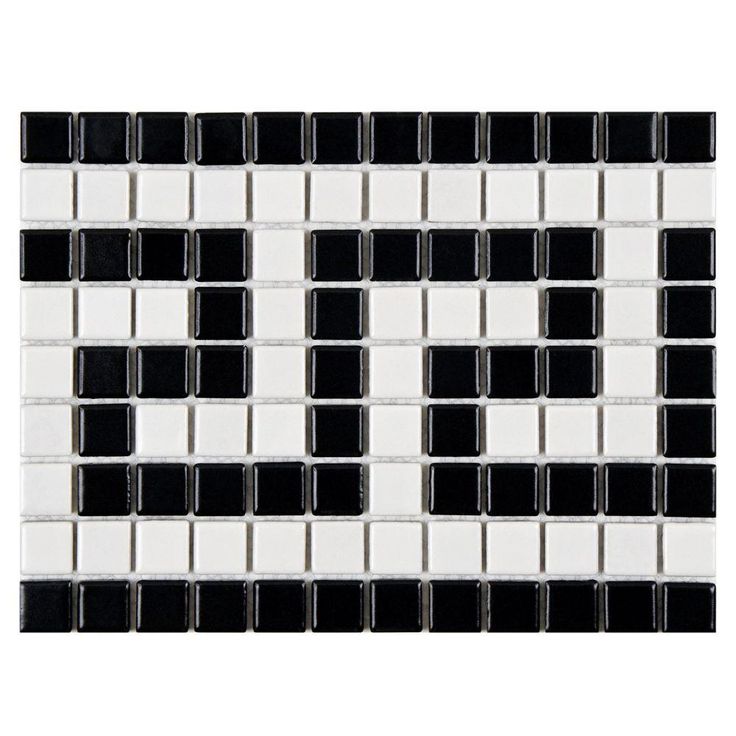 Mosaic Tile: Metro Greek Key Matte White and Black Border 8 in. x 10-…