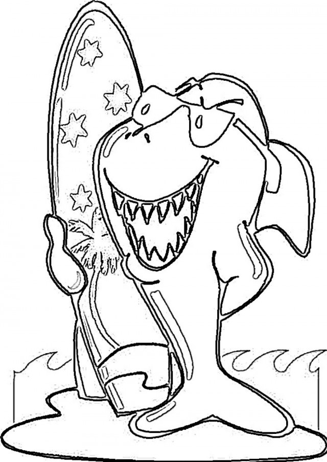 Surfing Coloring Pages Surfing Shark Picture Coloring Page 150914 ...
