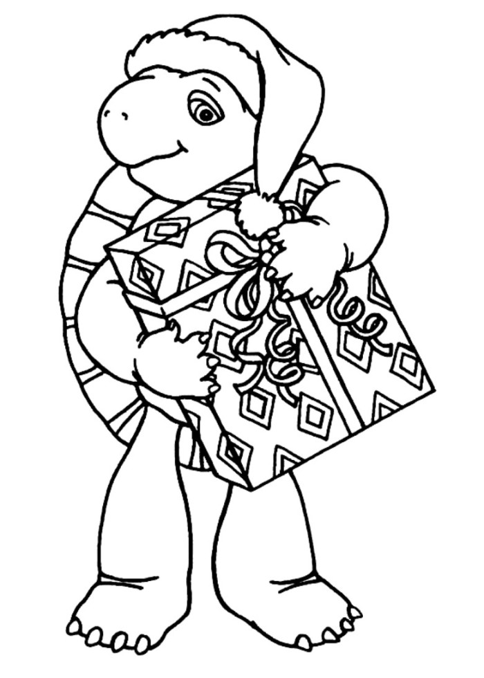 Franklin With Christmas Present Coloring Page - Christmas Coloring ...