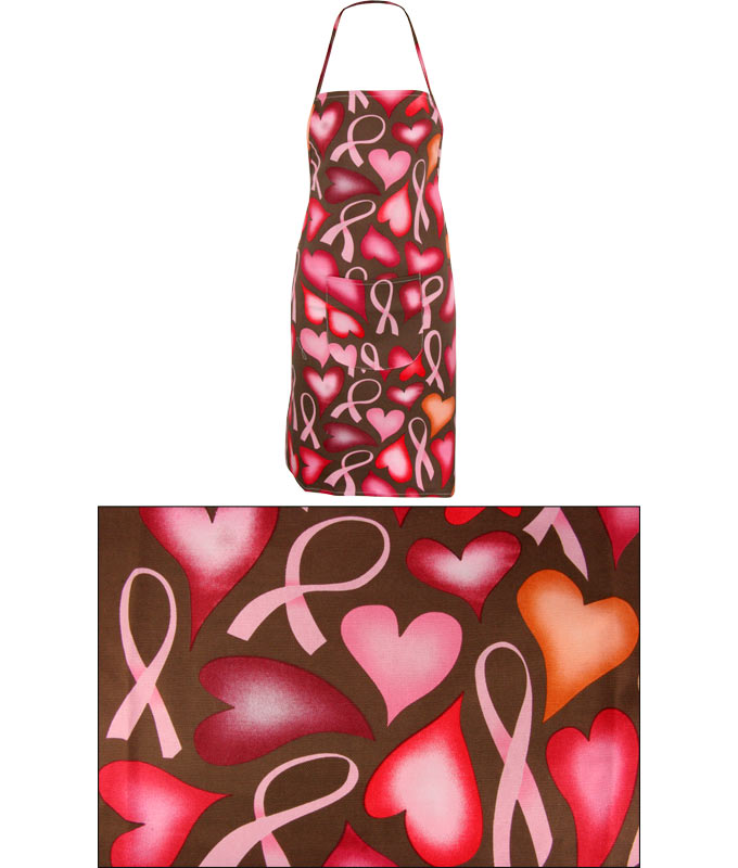 Pink Ribbons & Hearts Apron