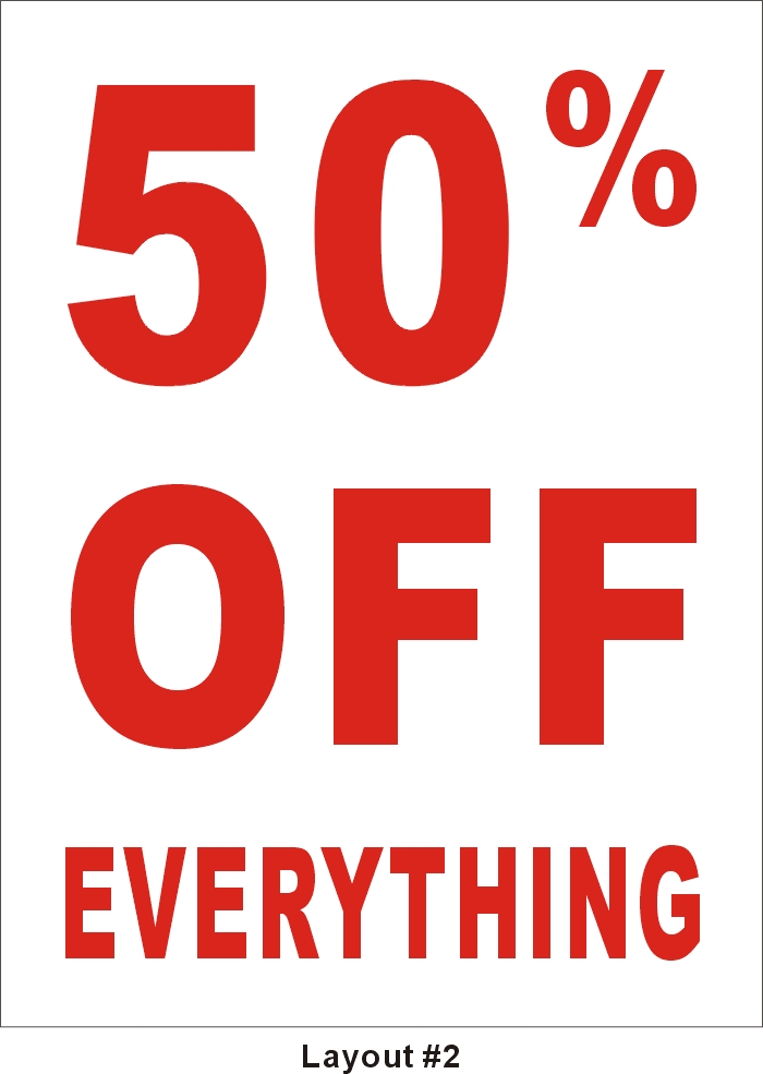 3ftX4ft 50% OFF EVERYTHING Sale (Half Price Sale) Banner Sign ...