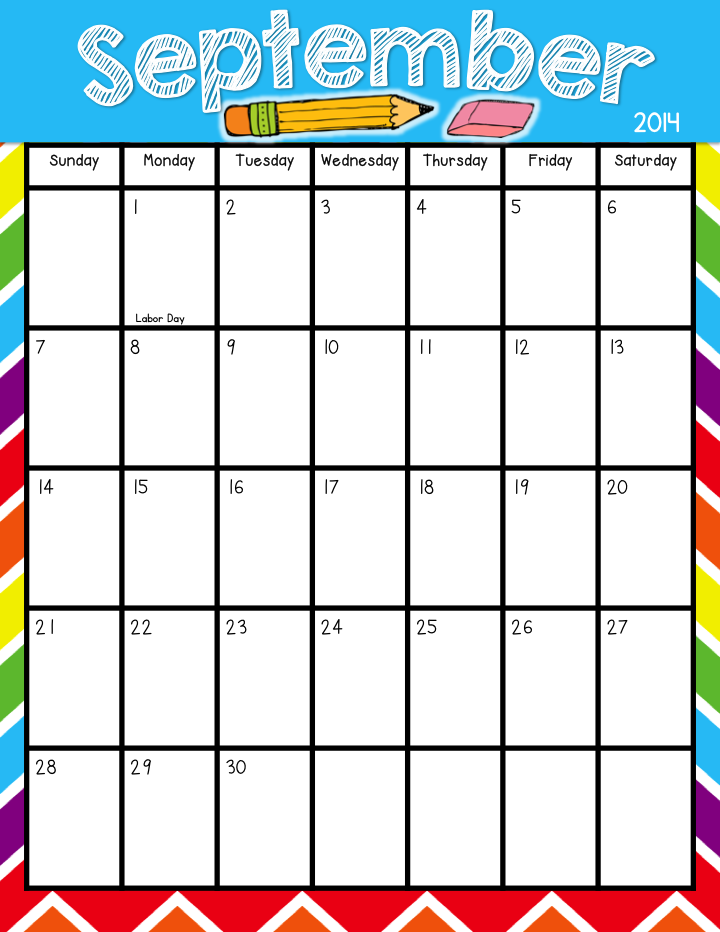 Teacher Laura: Printable Calendar Freebie: Aug 2014-July2015