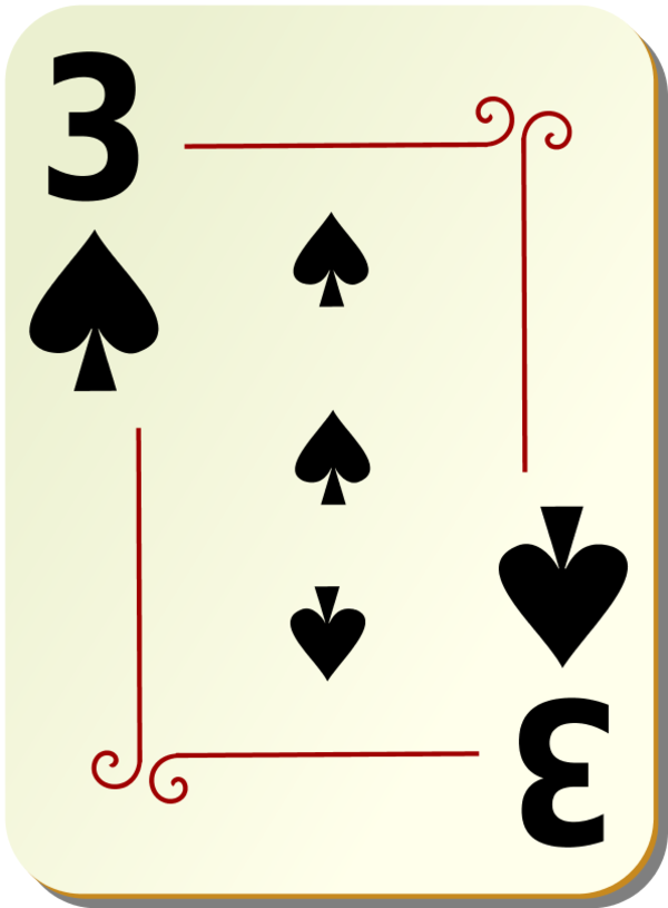 Ornamental deck 3 of spades - vector Clip Art