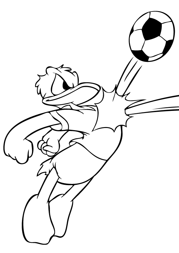 Donald Bumping a Ball Coloring Page | Kids Coloring Page