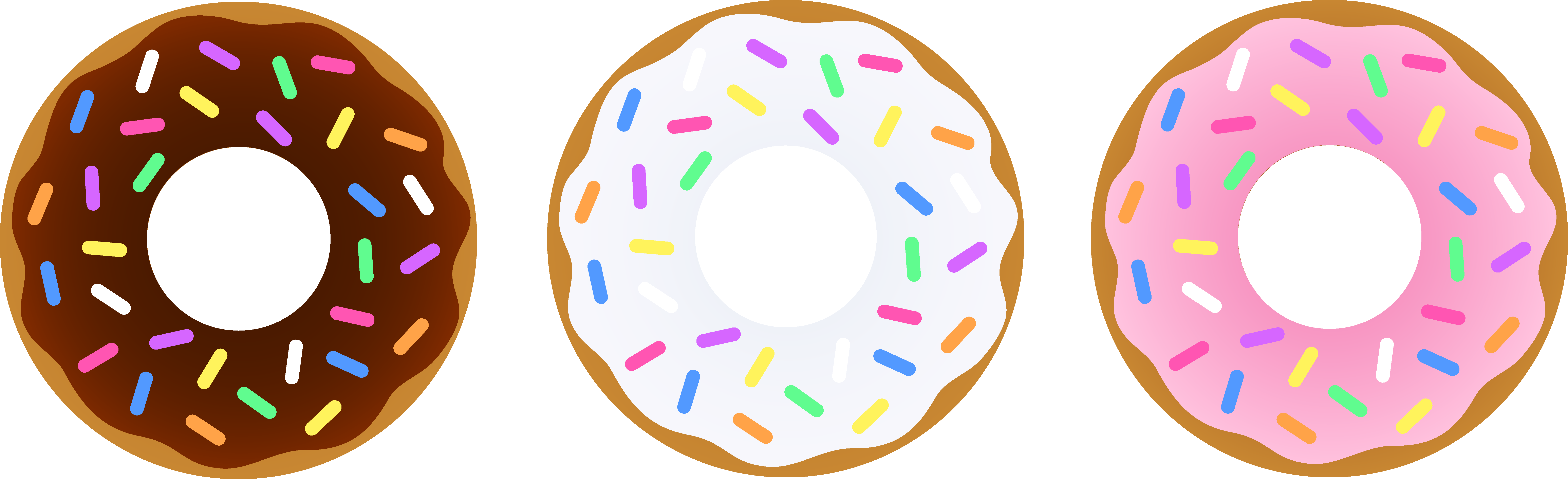 Three Sprinkled Donuts - Free Clip Art