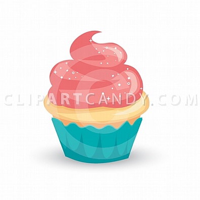 Cute Cartoon Cupcake with pink icing – Clip Art Candy Royalty Free ...