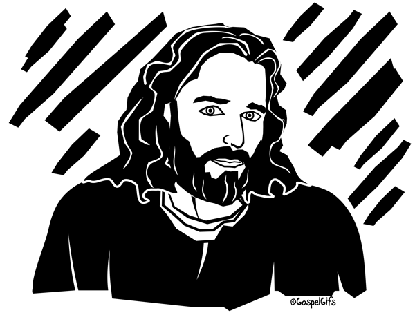 Christian Clip Art Image: Jesus Christ in Stark Black and White