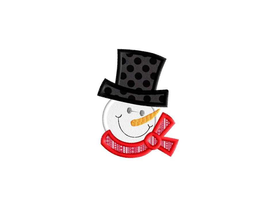 Cute Snowman Face Embroidery Applique Instant by AppliqueDownload