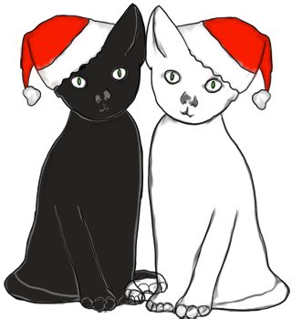 Black and White Cat Clipart Christmas,Echo's Cute Cartoon Cats ...