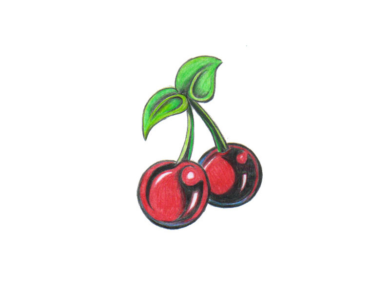 Free designs - Cherries on pedicle tattoo wallpaper