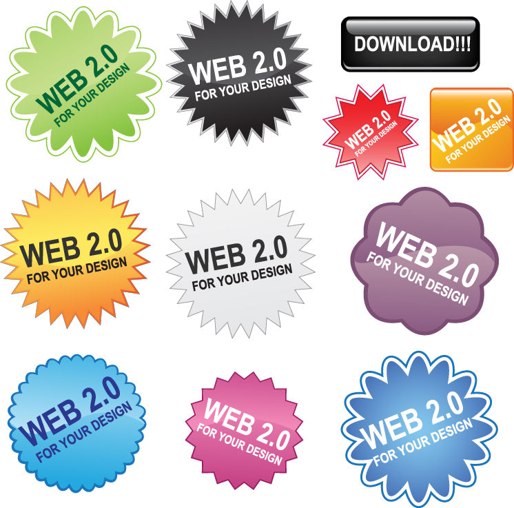 Free Web 2.0 Buttons Vector Pack Free Vector / 4Vector