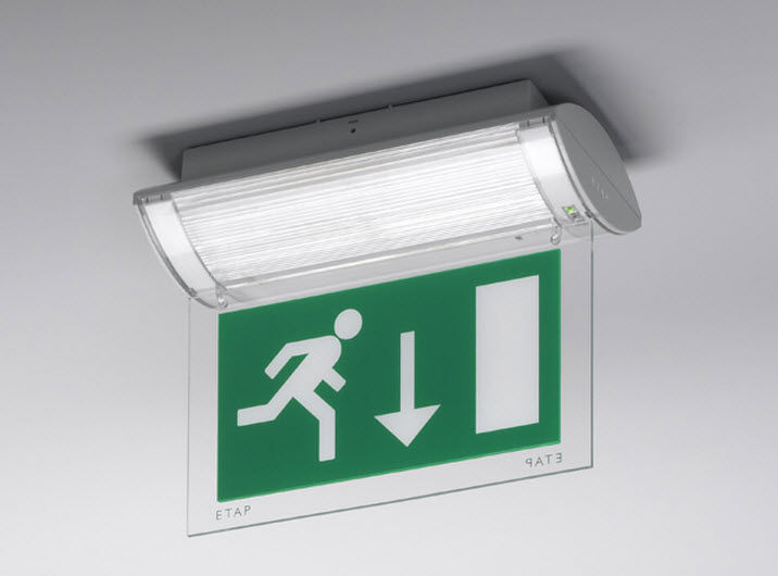 Surface mounted emergency light / fluorescent / with exit sign ...