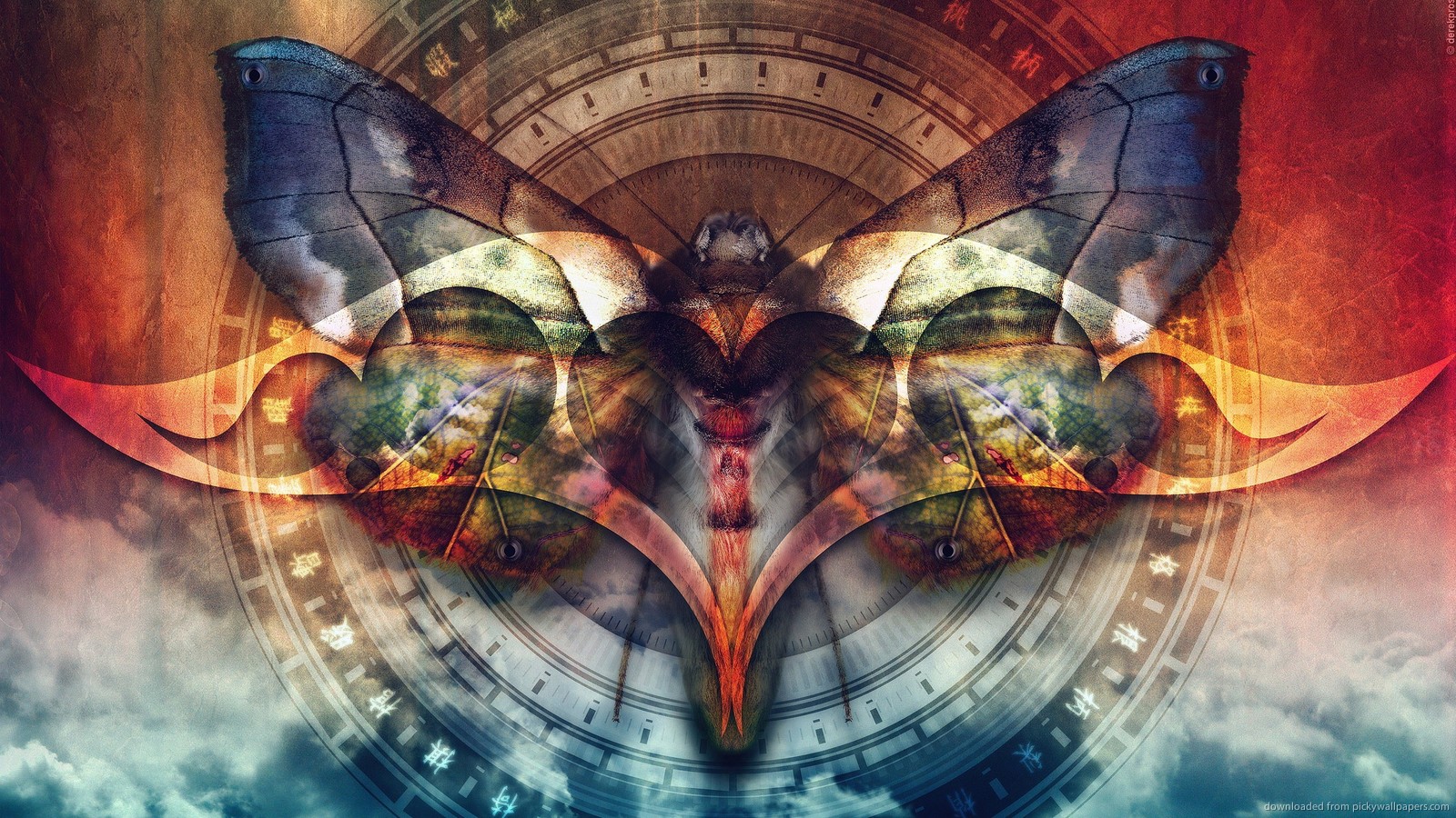 Download 1600x900 Butterfly Art Wallpaper