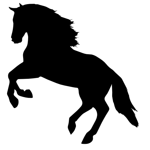 Jumping horse silhouette facing left side view vector icon ...