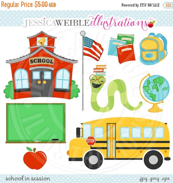 ON SALE School in Session Cute Digital Clipart by JWIllustrations
